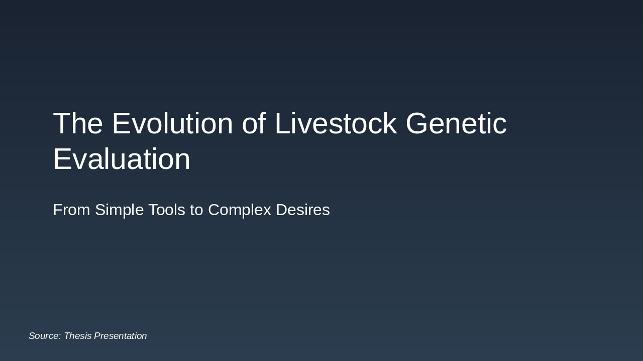 Livestock Genetics: Tools to AI Frontier (38 chars)