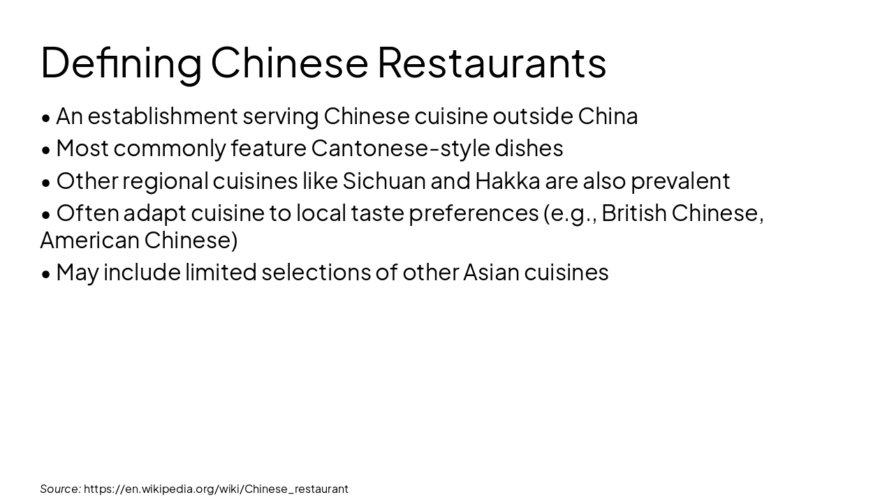 Slide 4 - Defining Chinese Restaurants