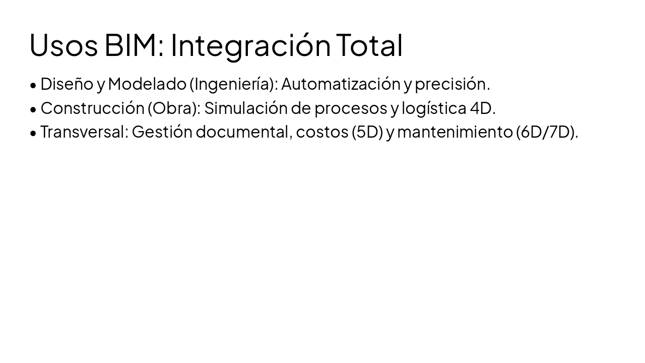 Slide 5 - Usos BIM: Integración Total