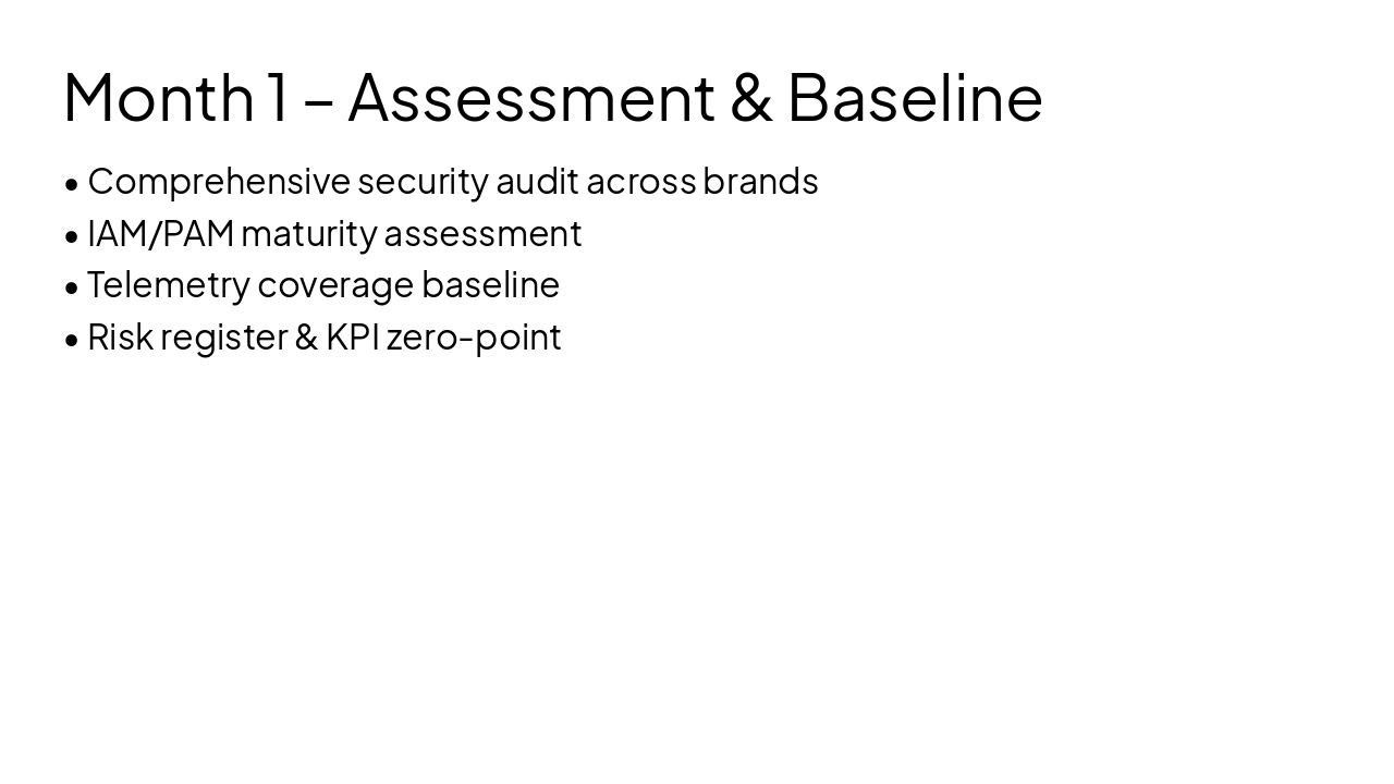 Slide 7 - Month 1 – Assessment & Baseline