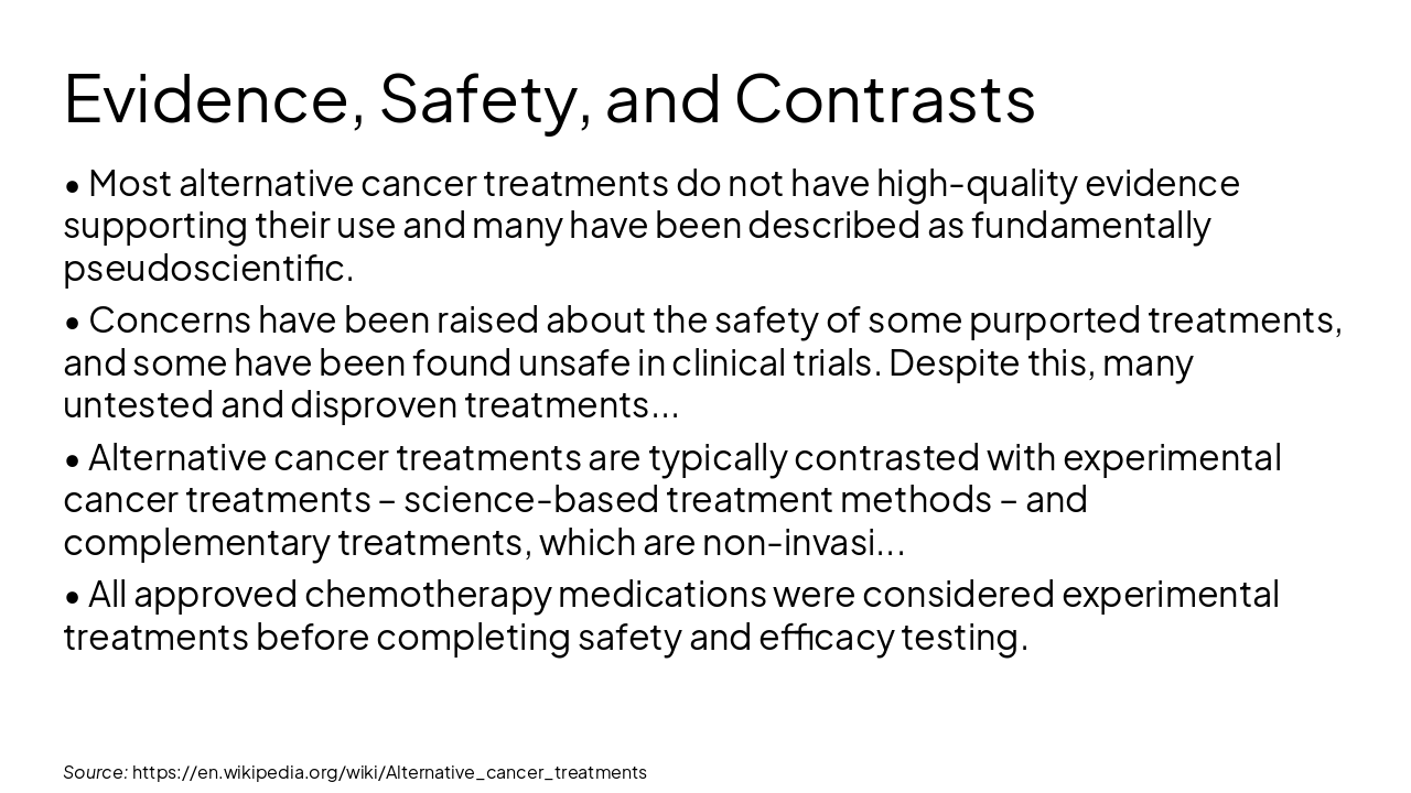 Slide 12 - Evidence, Safety, and Contrasts