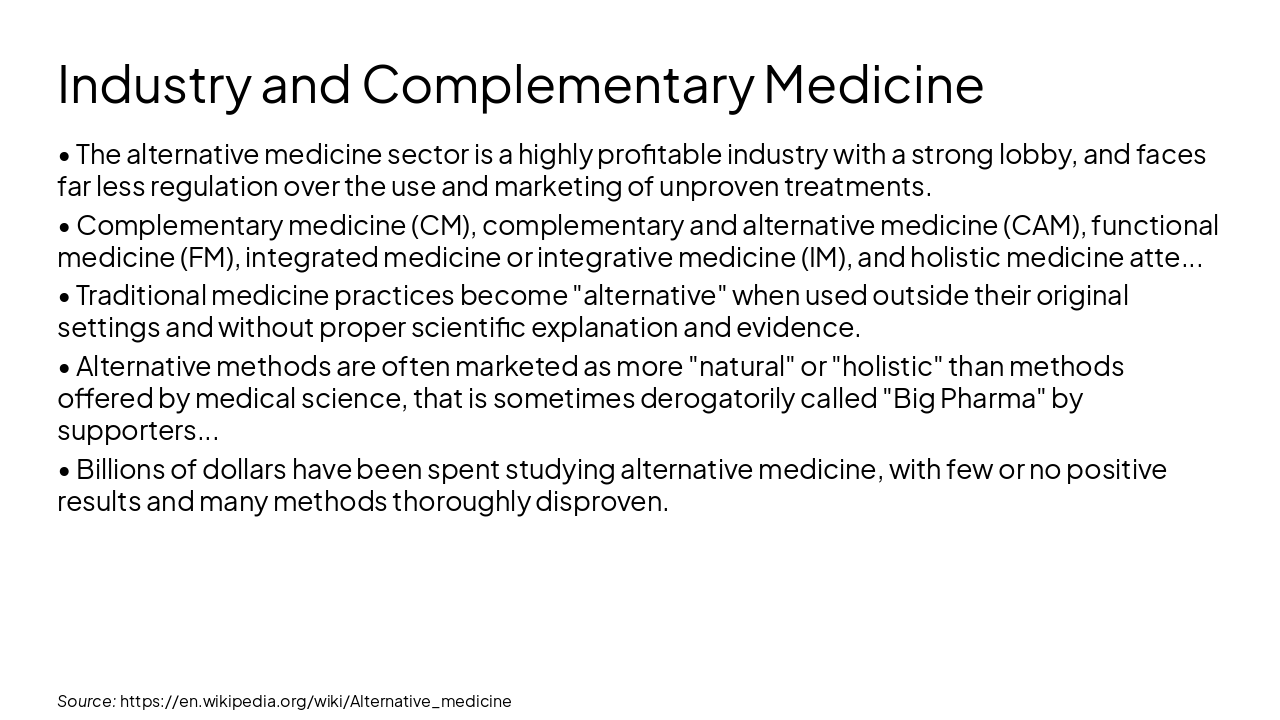 Slide 9 - Industry and Complementary Medicine