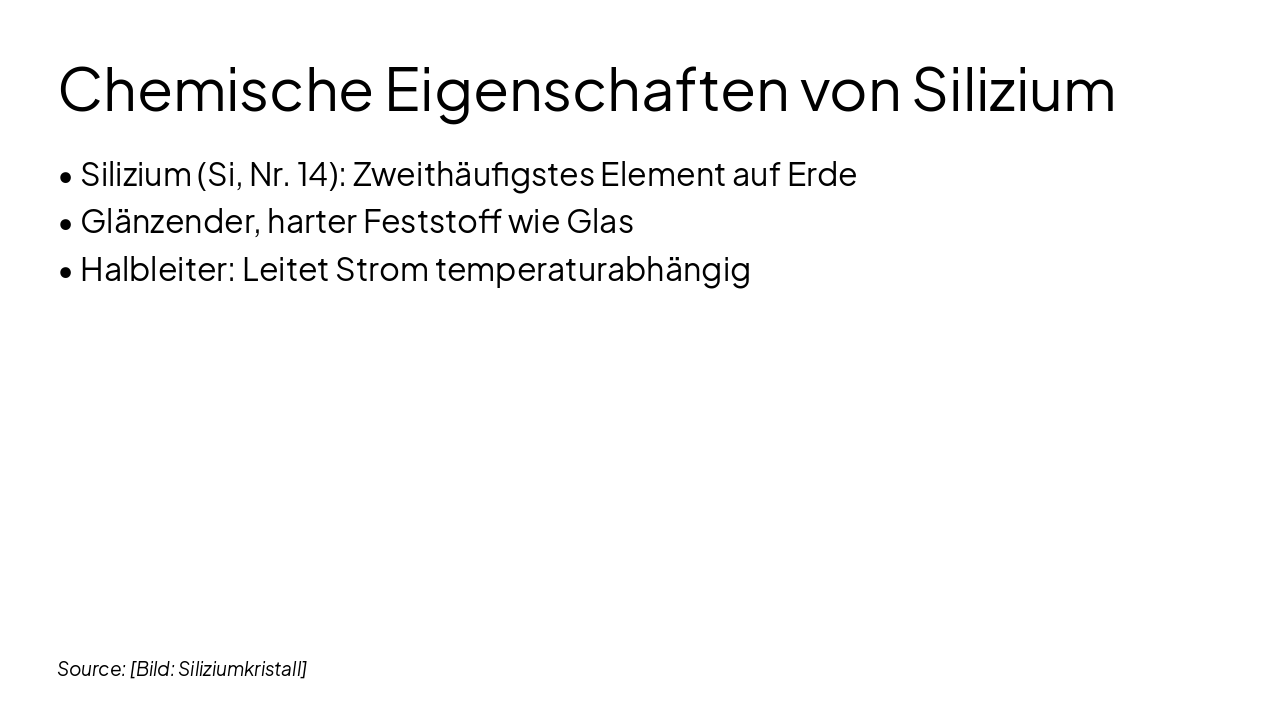 Slide 3 - Chemische Eigenschaften von Silizium