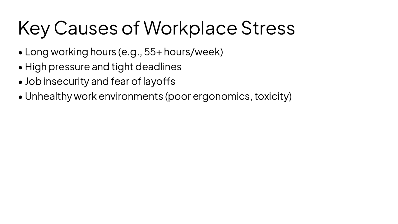 Slide 4 - Key Causes of Workplace Stress
