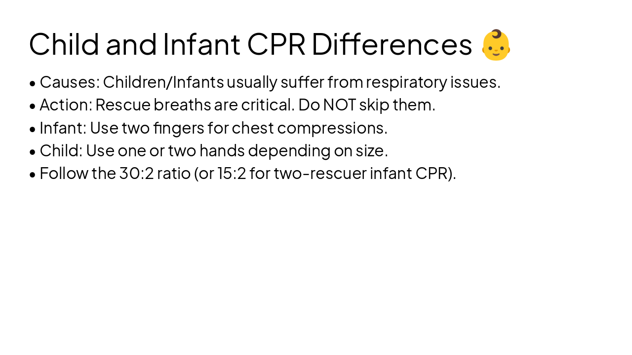 Slide 10 - Child and Infant CPR Differences š¶