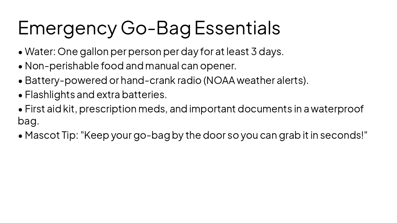 Slide 7 - Emergency Go-Bag Essentials