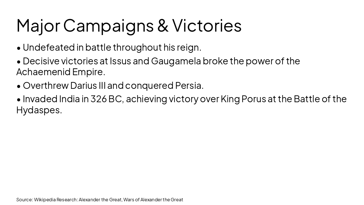 Slide 8 - Major Campaigns & Victories
