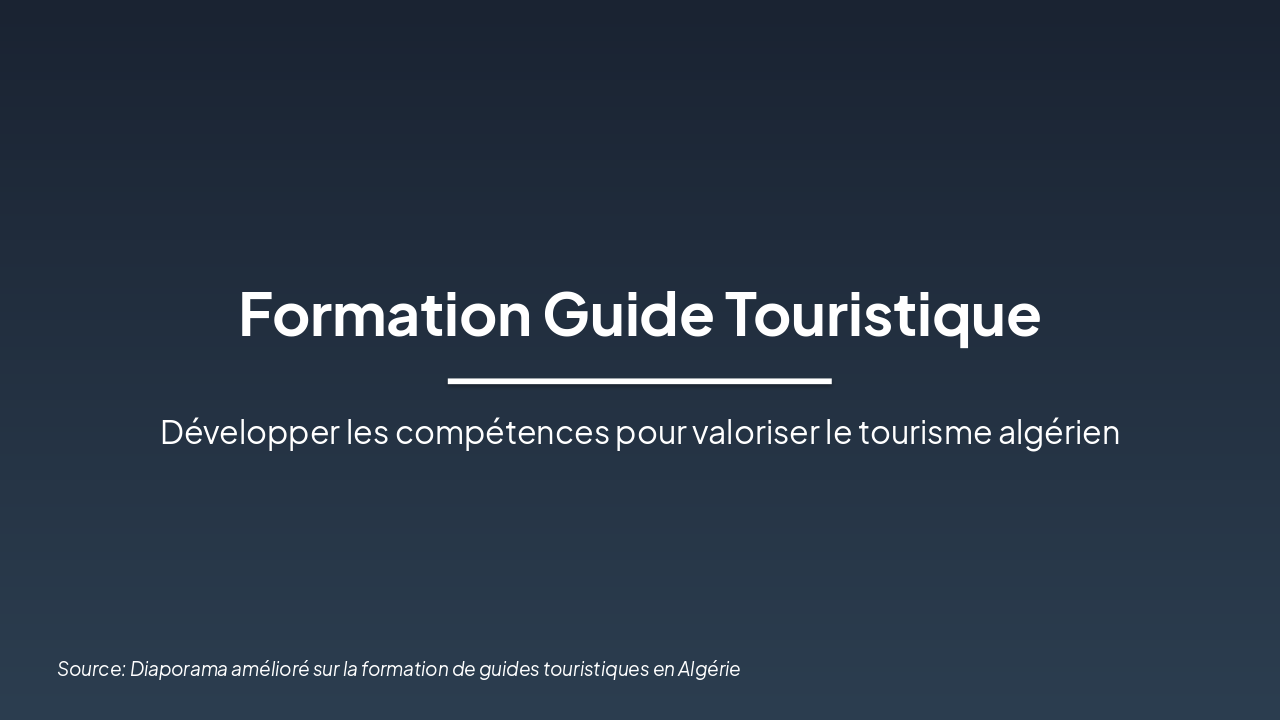 Formation Guide Touristique Algérie