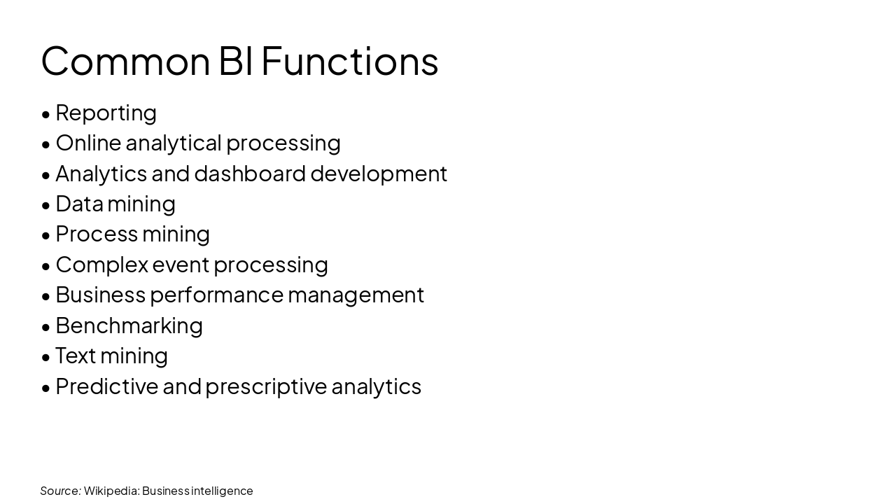 Slide 5 - Common BI Functions