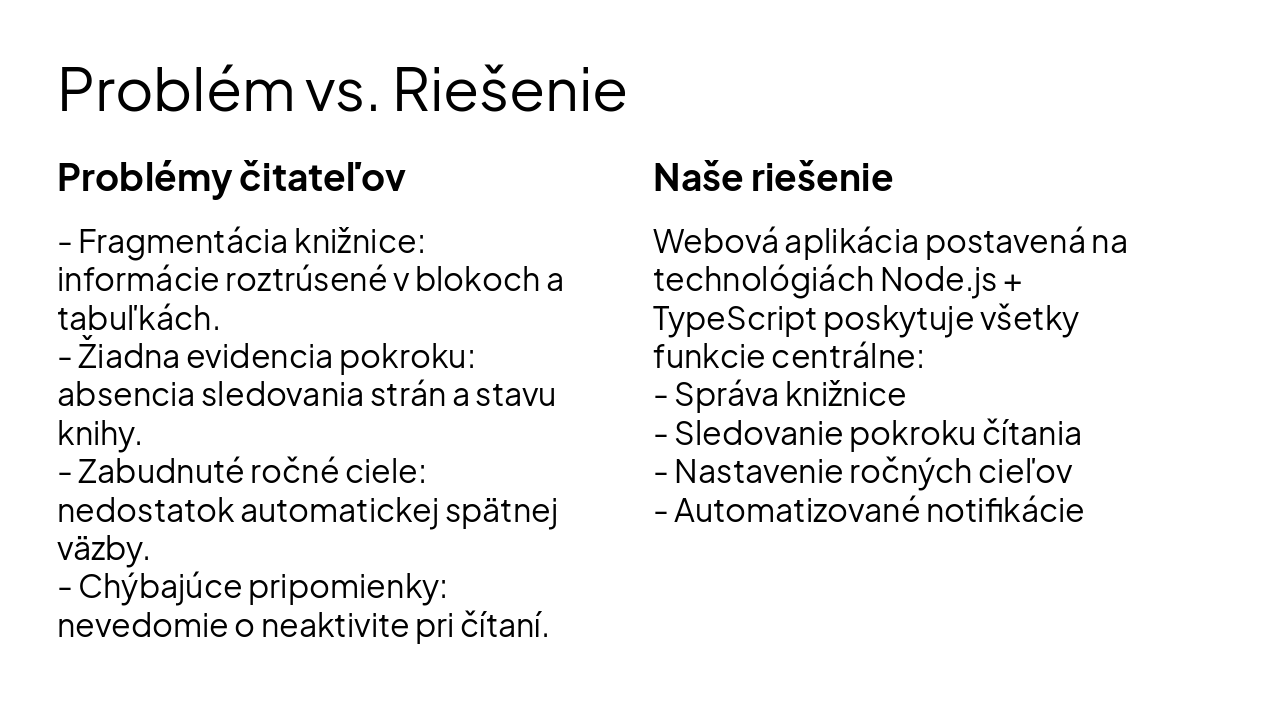 Slide 4 - Problém vs. Riešenie