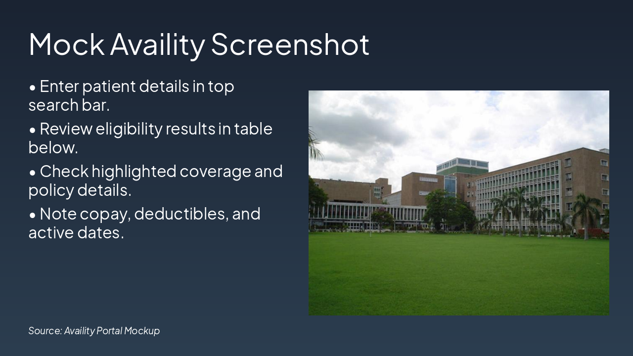 Slide 8 - Mock Availity Screenshot