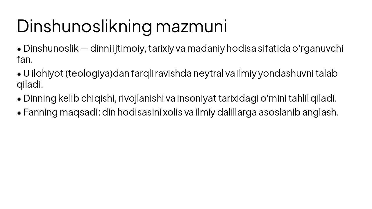 Slide 4 - Dinshunoslikning mazmuni
