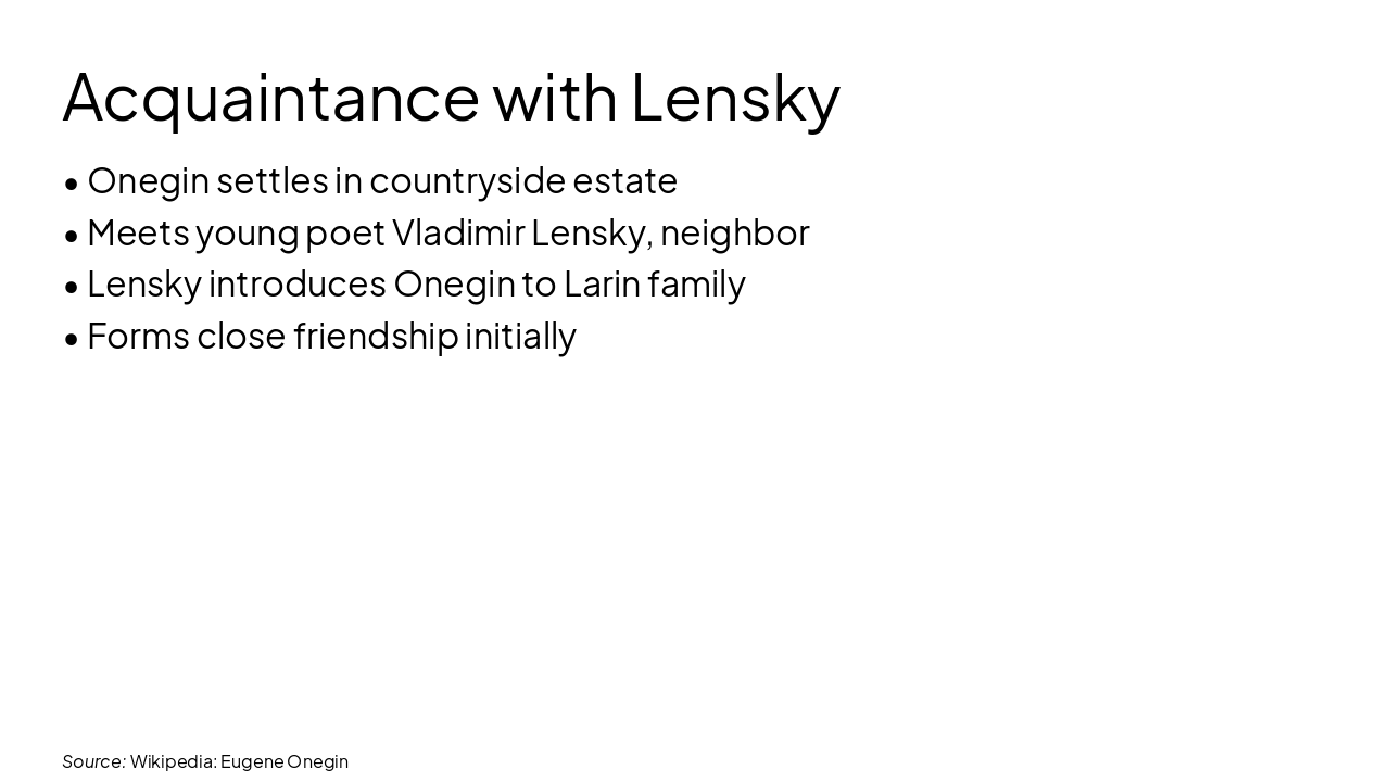 Slide 13 - Acquaintance with Lensky