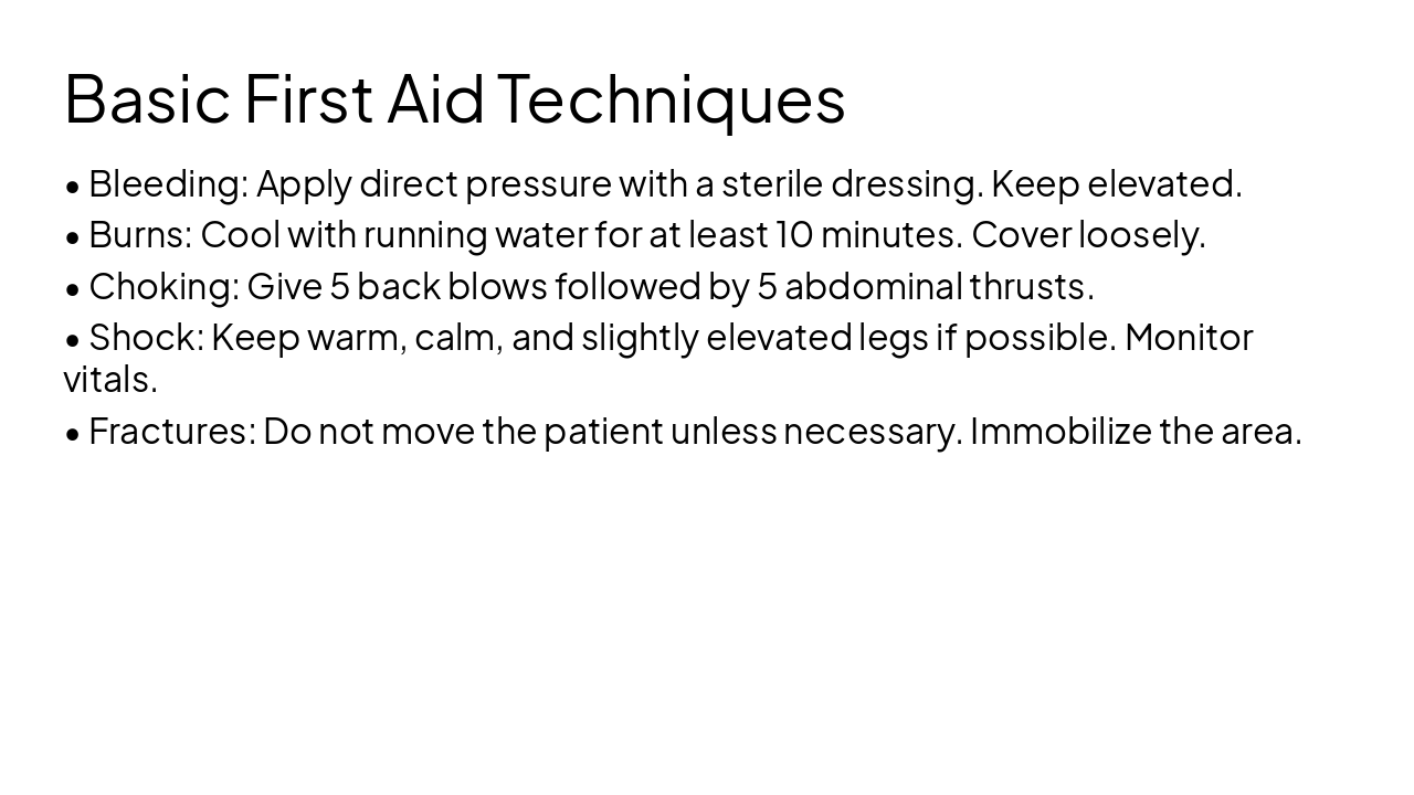Slide 6 - Basic First Aid Techniques