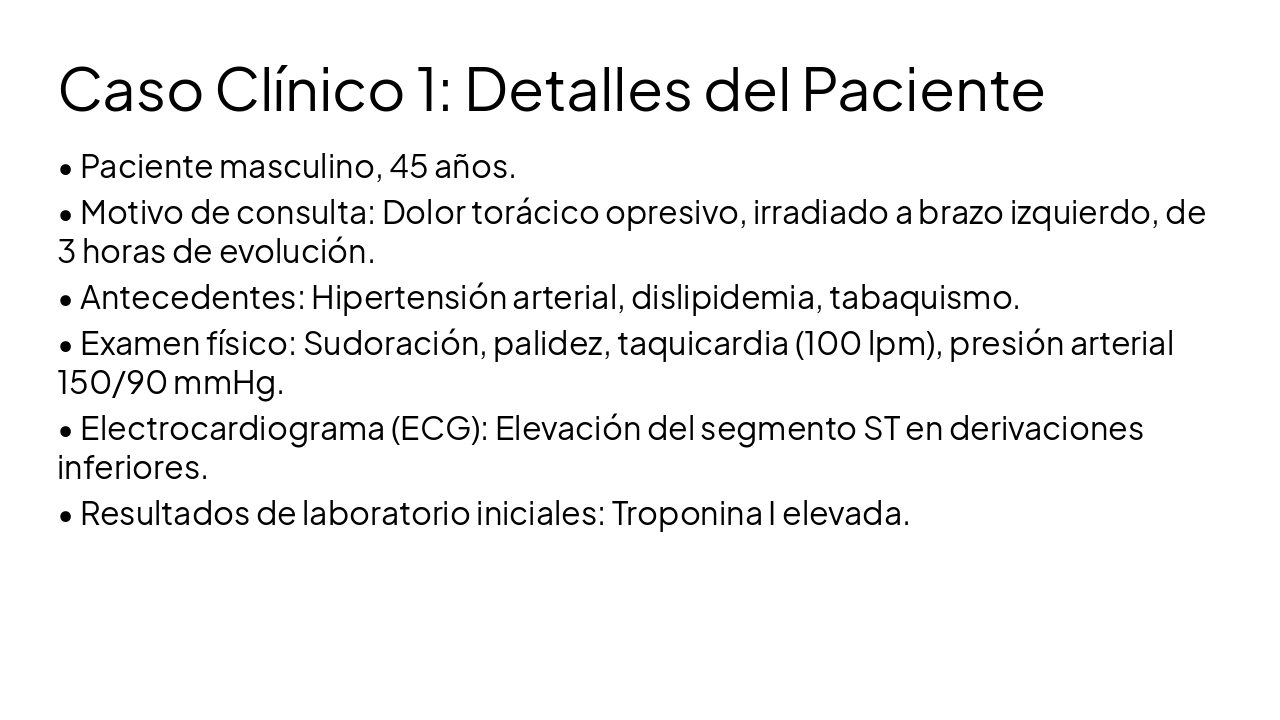 Slide 4 - Caso Clínico 1: Detalles del Paciente
