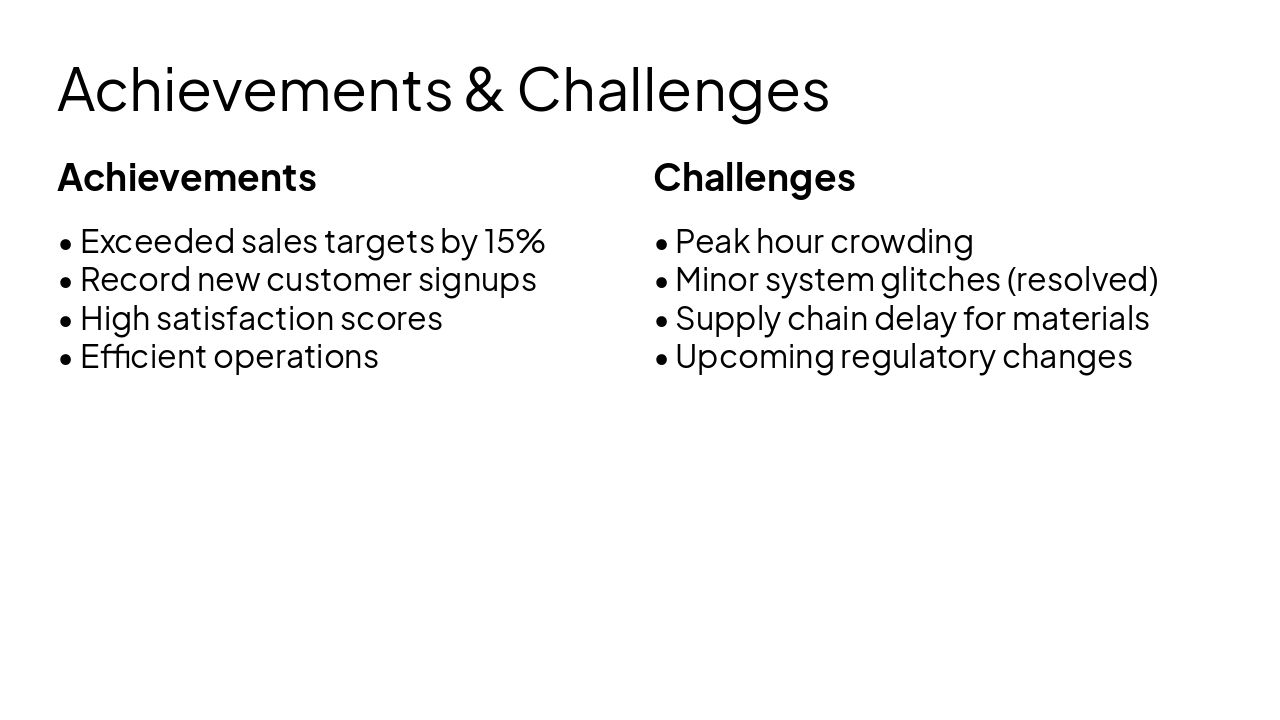 Slide 8 - Achievements & Challenges