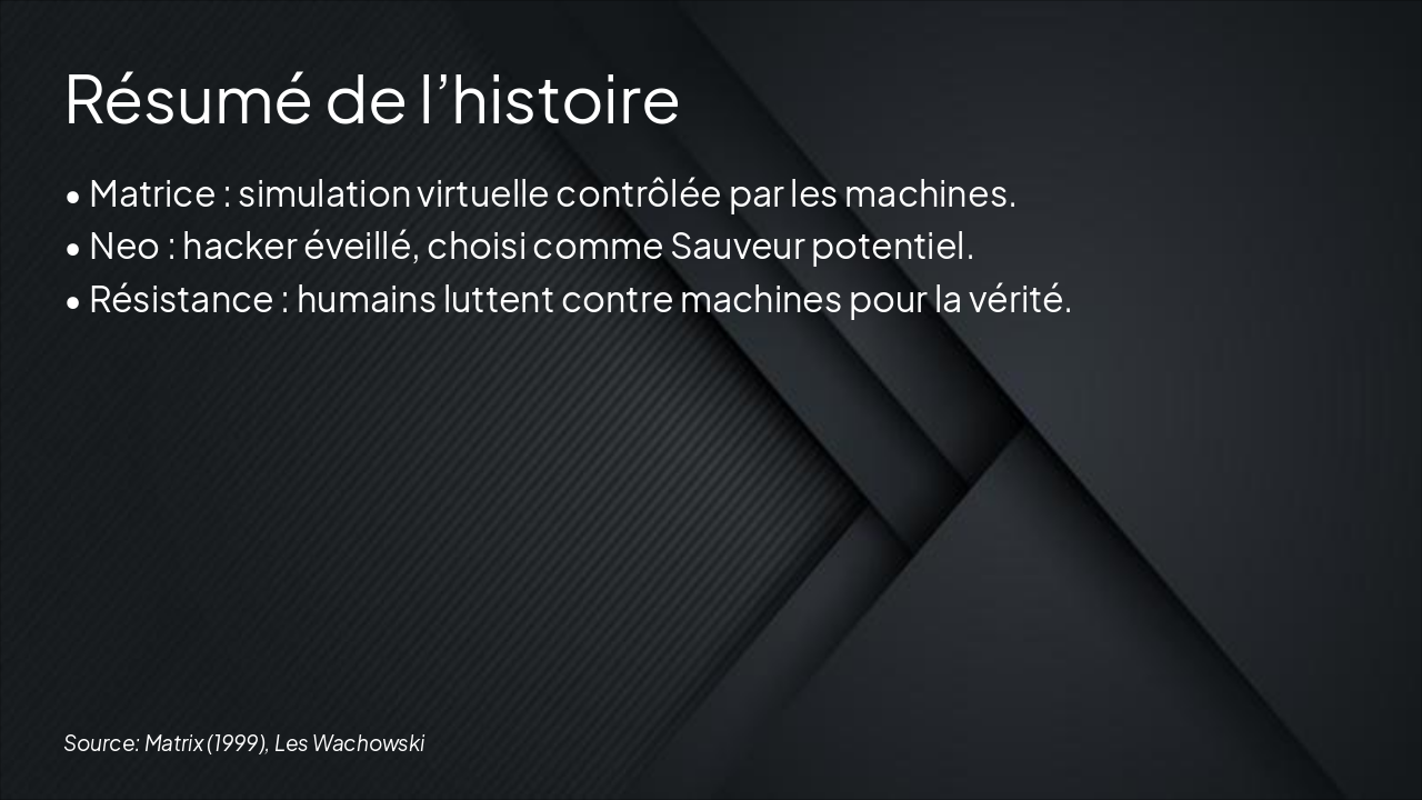 Slide 4 - Résumé de l’histoire