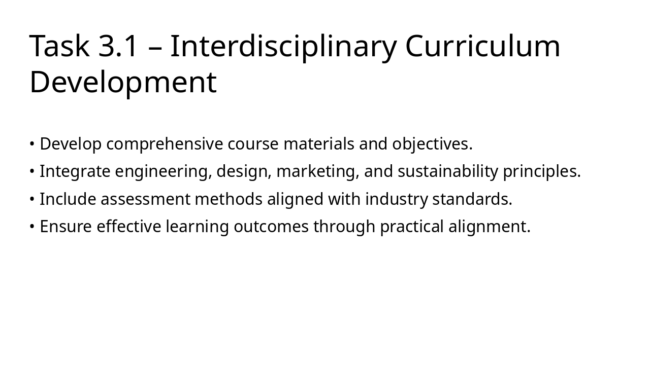 Slide 4 - Task 3.1 – Interdisciplinary Curriculum Development