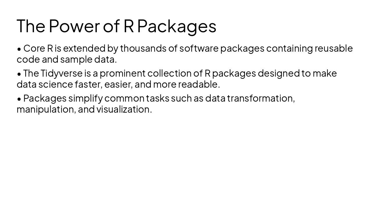 Slide 5 - The Power of R Packages