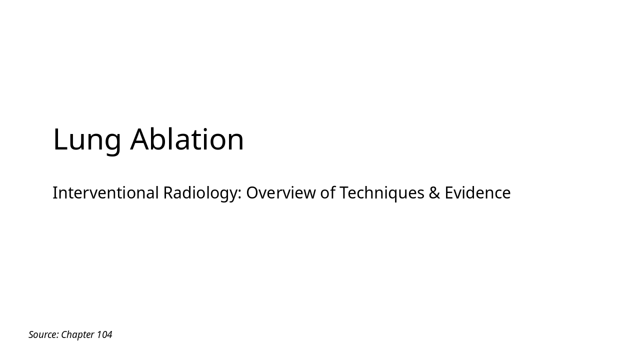 Lung Ablation: Techniques, Evidence & Role