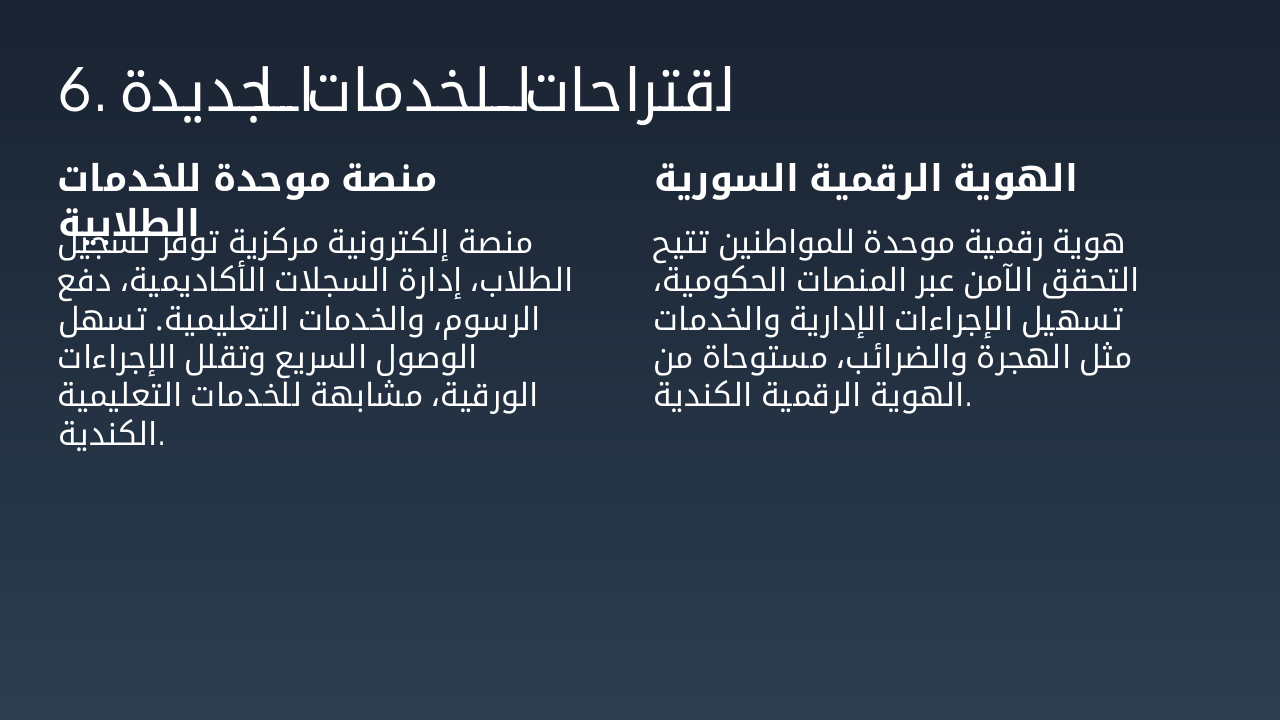 Slide 7 - 6. اقتراحات للخدمات الجديدة