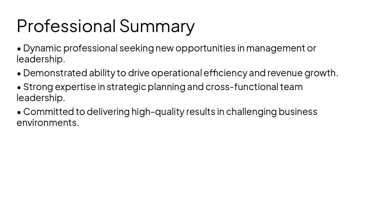 Slide 2 - Professional Summary