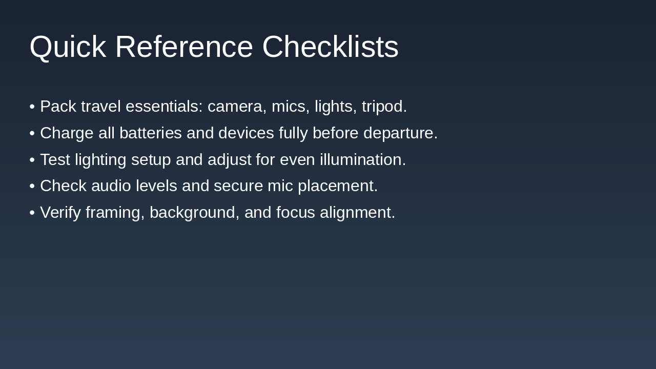 Slide 14 - Quick Reference Checklists