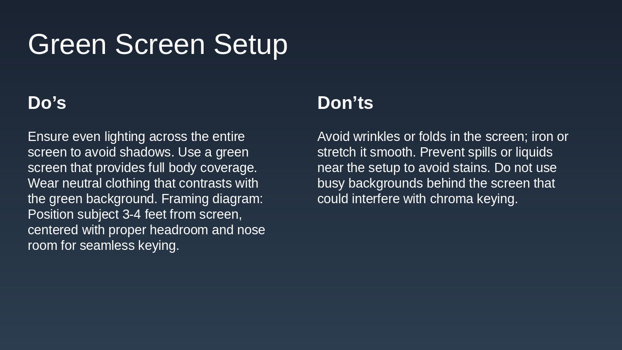 Slide 7 - Green Screen Setup