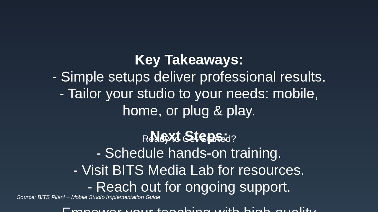 Slide 15 - Implementation Summary & Next Steps