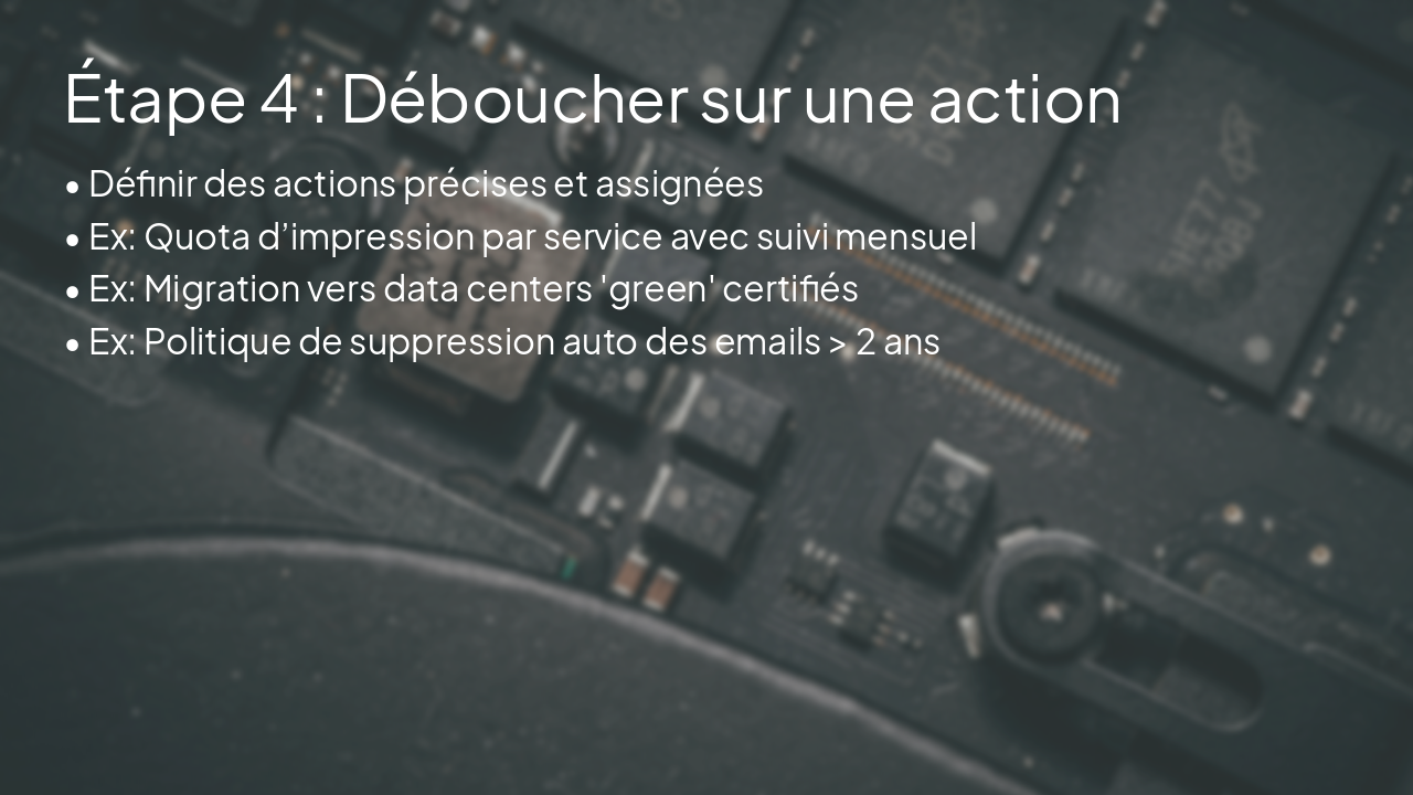 Slide 8 - Étape 4 : Déboucher sur une action