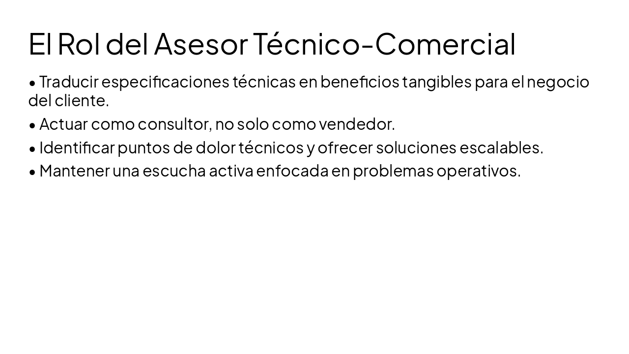 Slide 3 - El Rol del Asesor Técnico-Comercial
