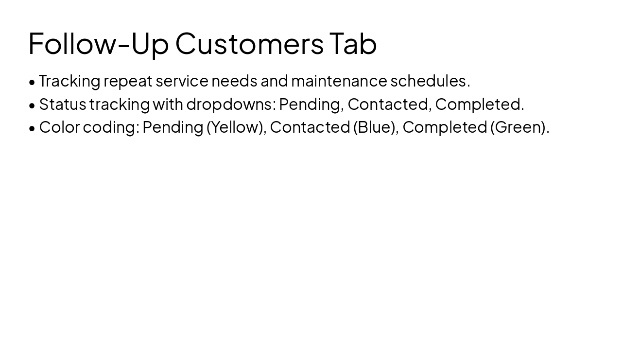 Slide 7 - Follow-Up Customers Tab