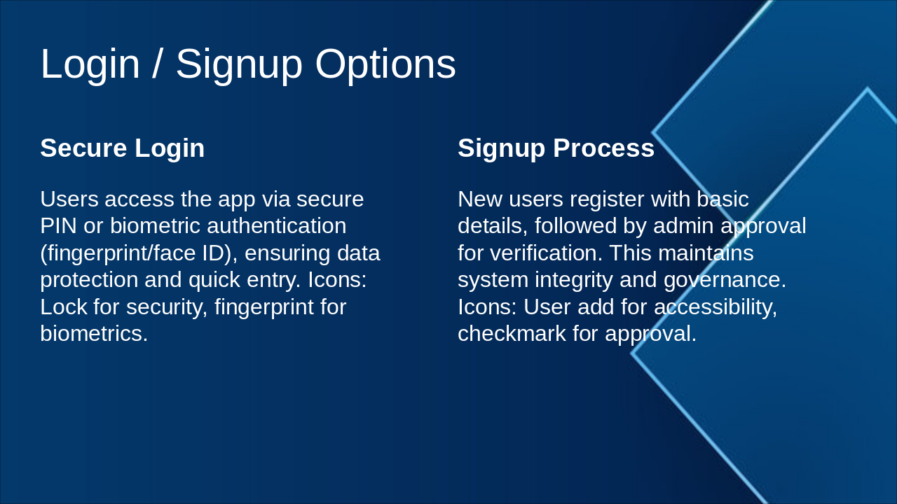 Slide 10 - Login / Signup Options