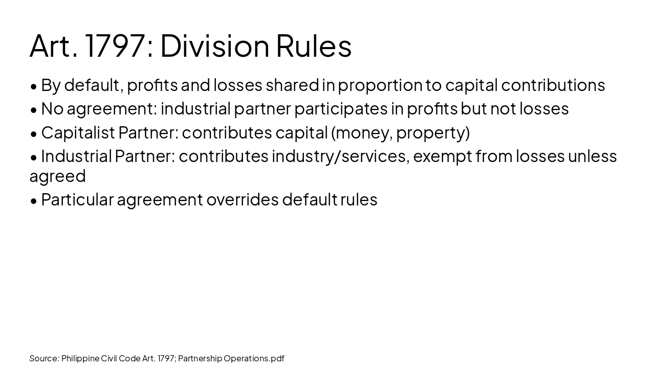 Slide 4 - Art. 1797: Division Rules