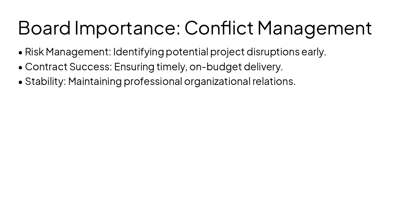 Slide 10 - Board Importance: Conflict Management