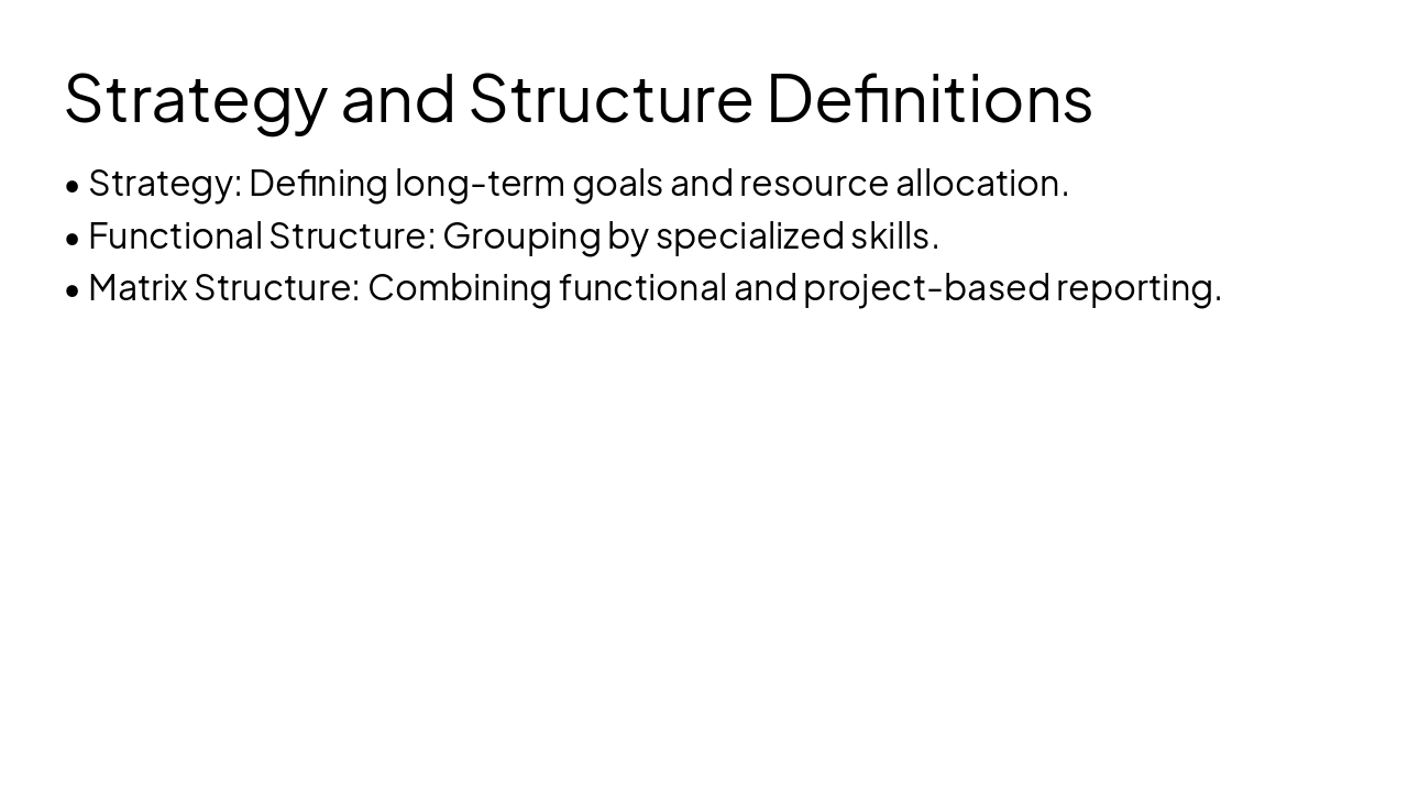 Slide 16 - Strategy and Structure Definitions