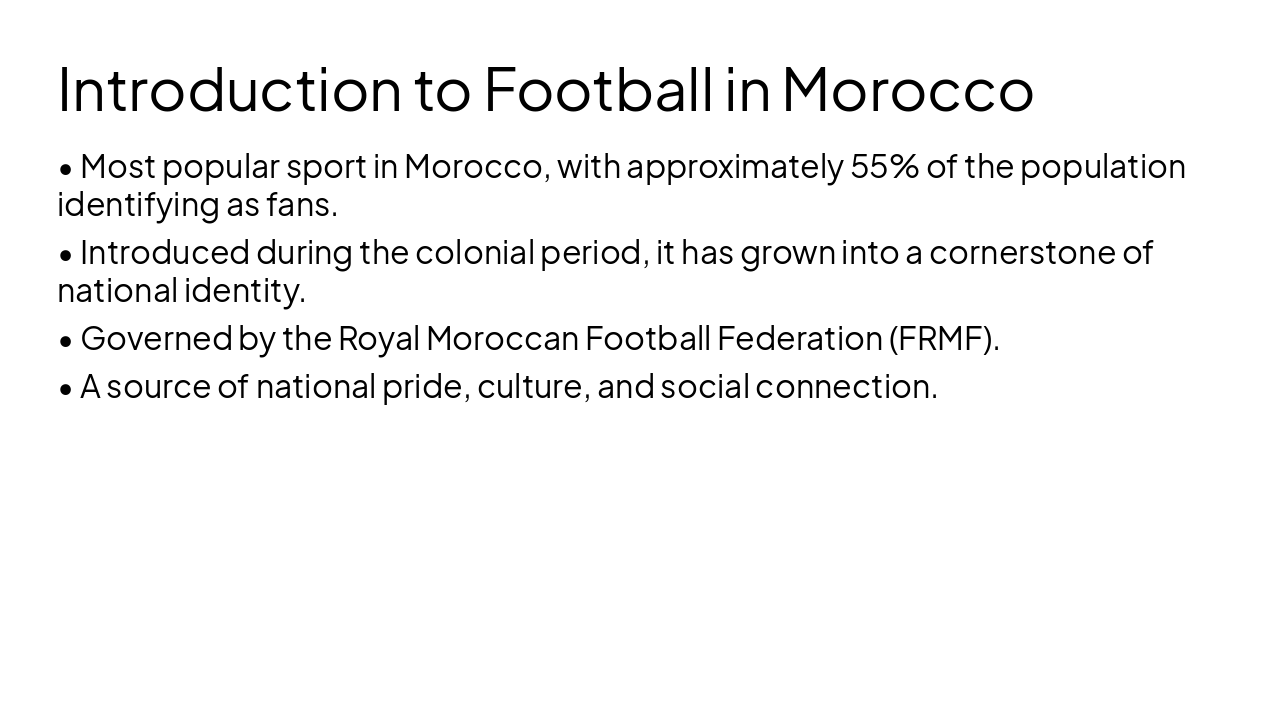 Slide 3 - Introduction to Football in Morocco