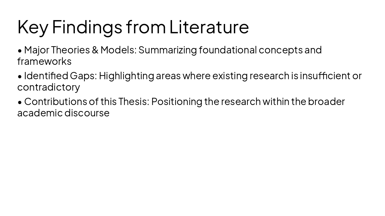 Slide 6 - Key Findings from Literature