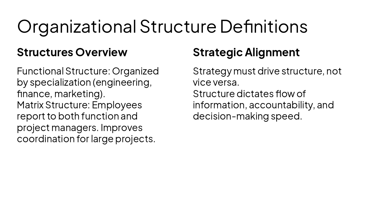 Slide 16 - Organizational Structure Definitions