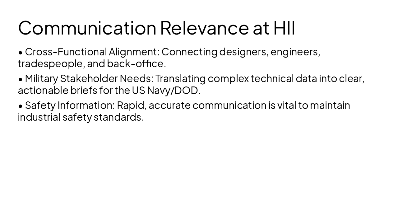 Slide 13 - Communication Relevance at HII