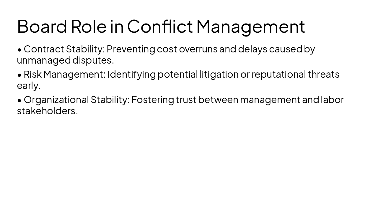 Slide 10 - Board Role in Conflict Management