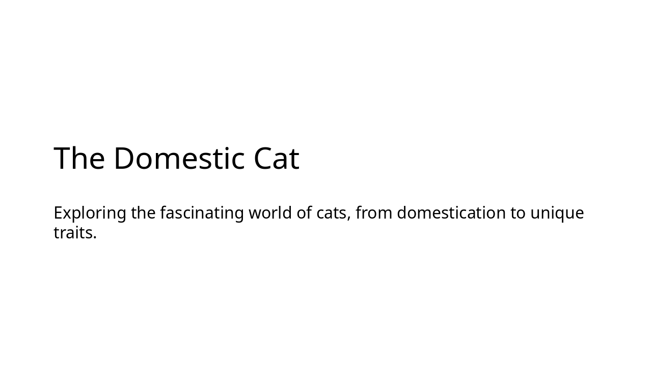 The Domestic Cat: Evolution to Companion