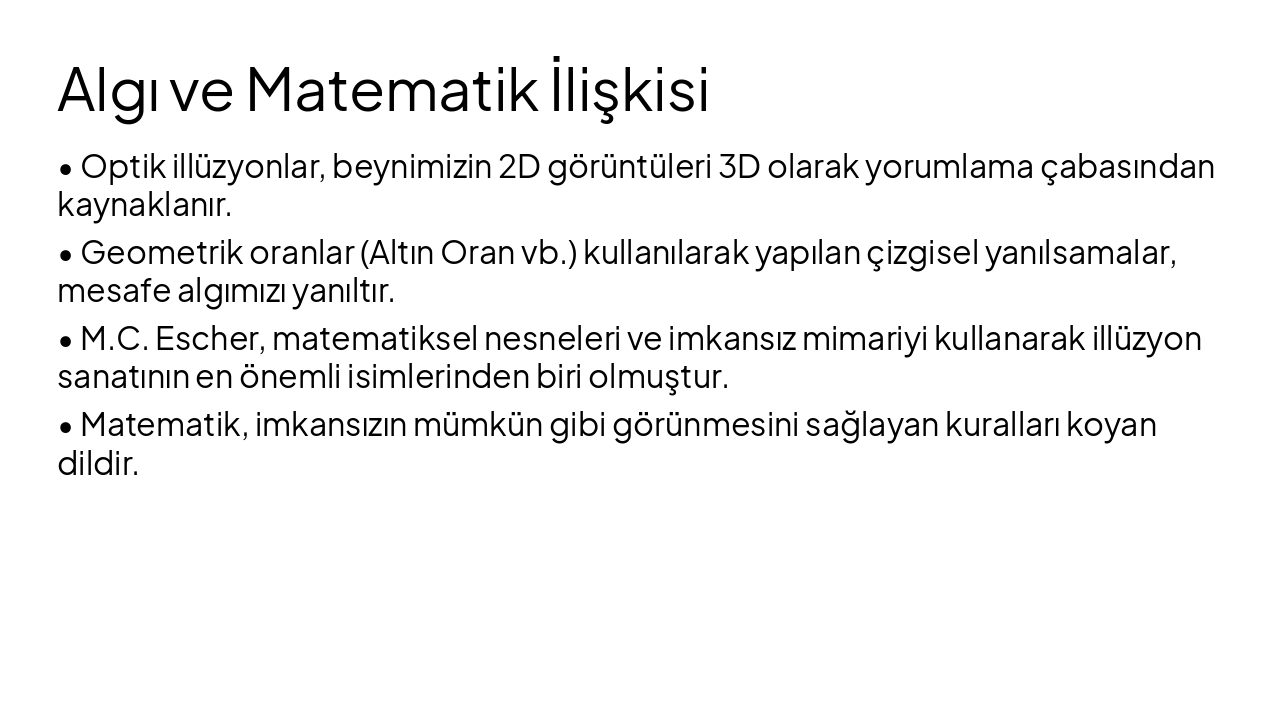 Slide 4 - Algı ve Matematik İlişkisi