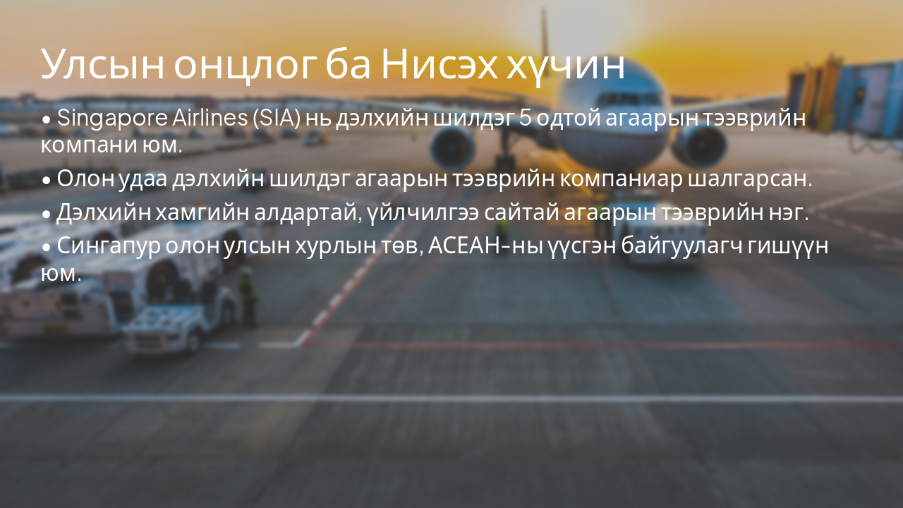 Slide 6 - Улсын онцлог ба Нисэх хүчин