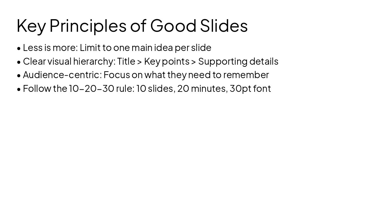 Slide 3 - Key Principles of Good Slides