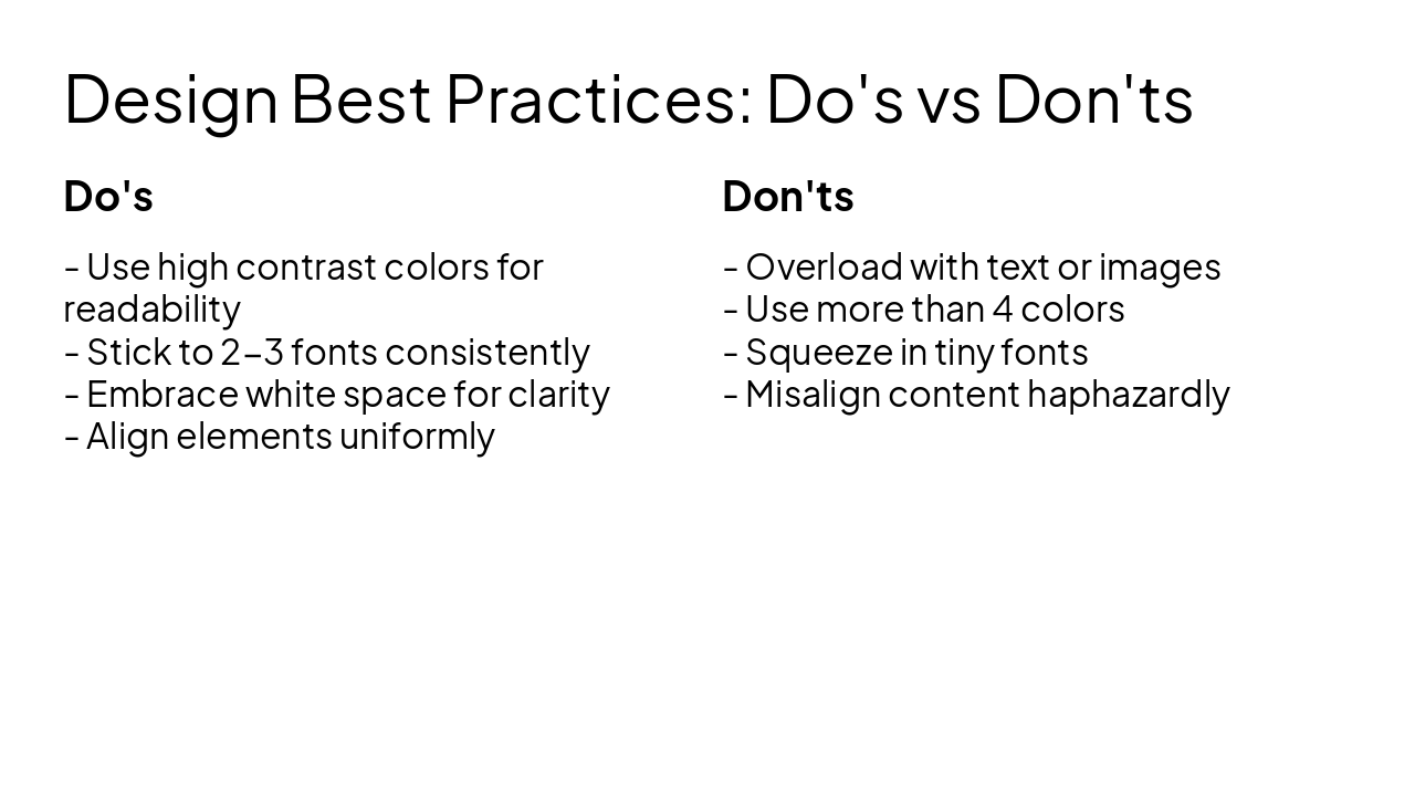 Slide 4 - Design Best Practices: Do's vs Don'ts