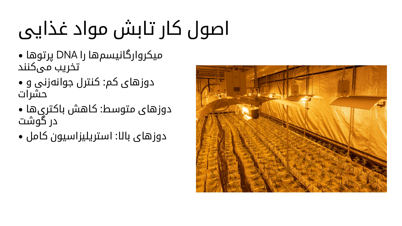 Slide 4 - اصول کار تابش مواد غذایی