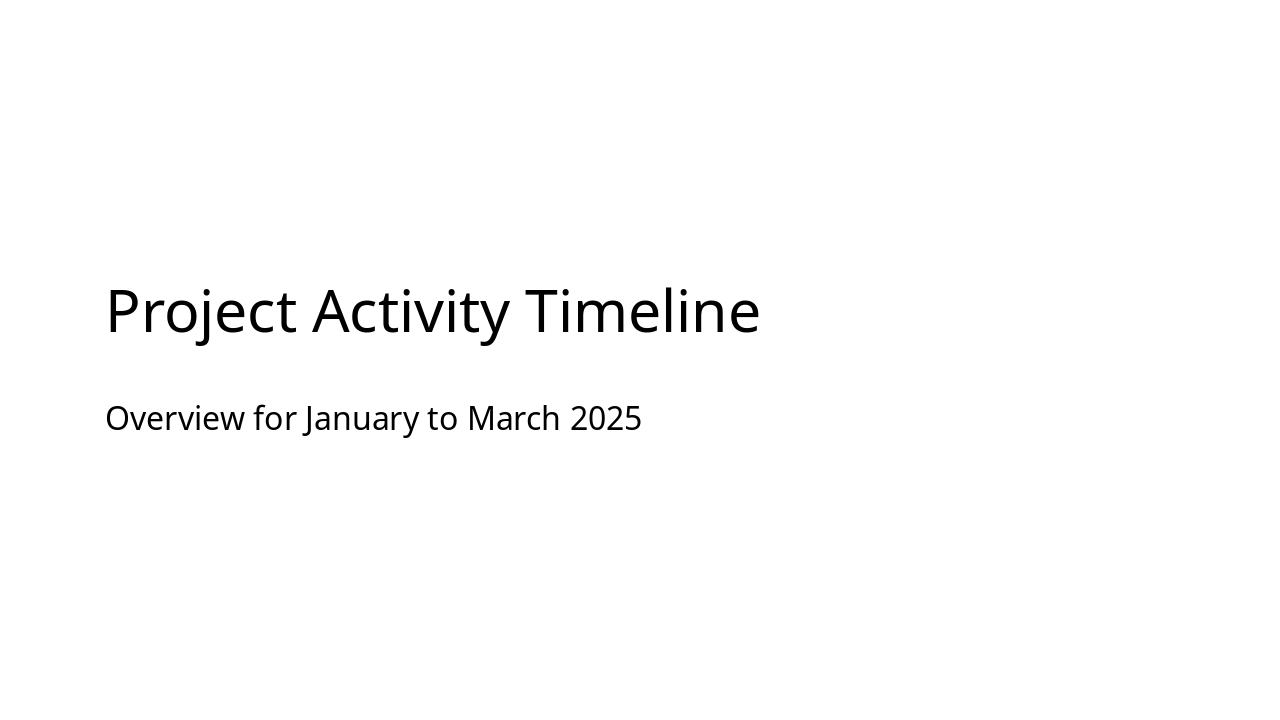 Project Timeline: Jan-Mar 2025 Handover