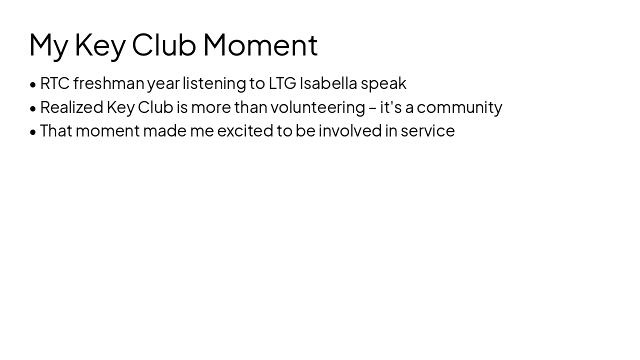 Slide 2 - My Key Club Moment