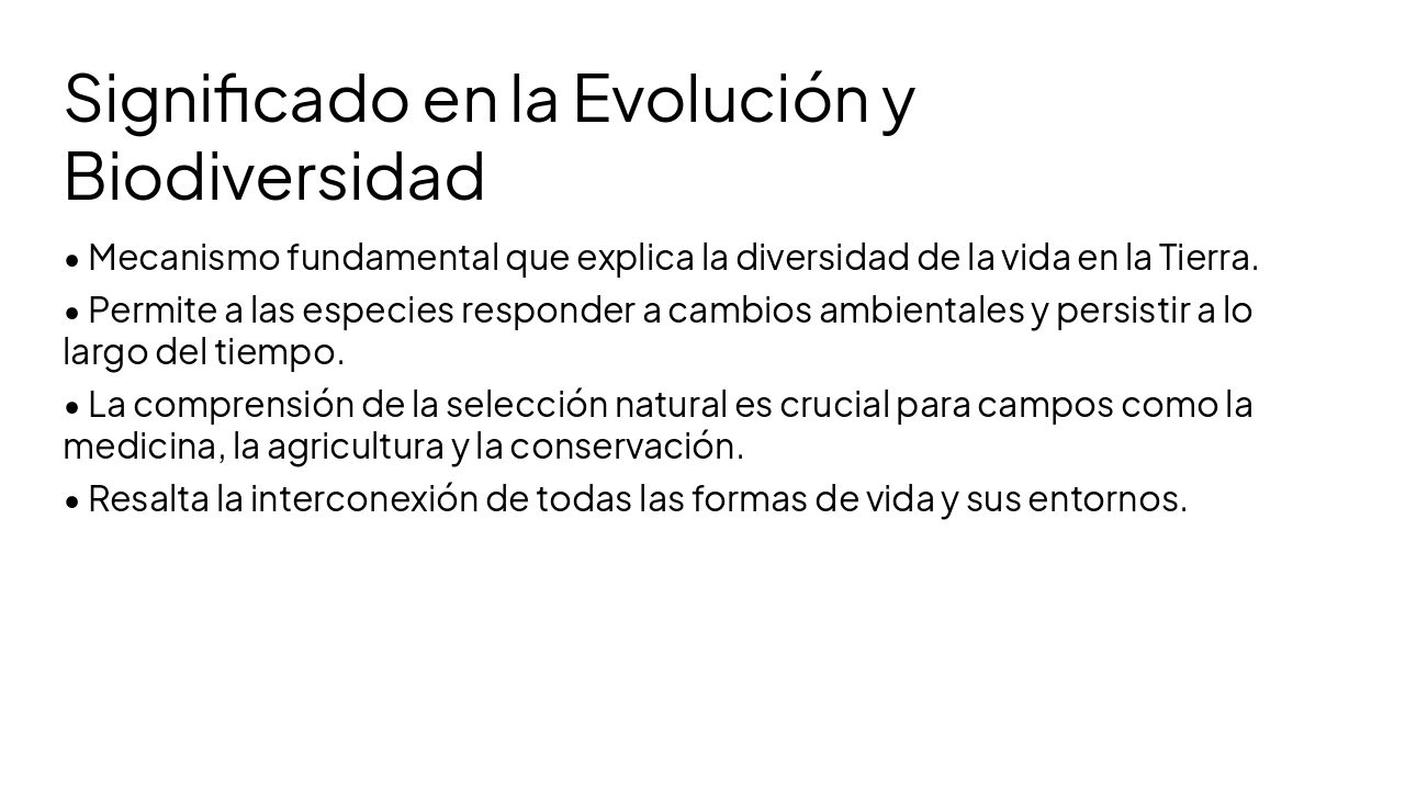 Slide 18 - Significado en la Evolución y Biodiversidad